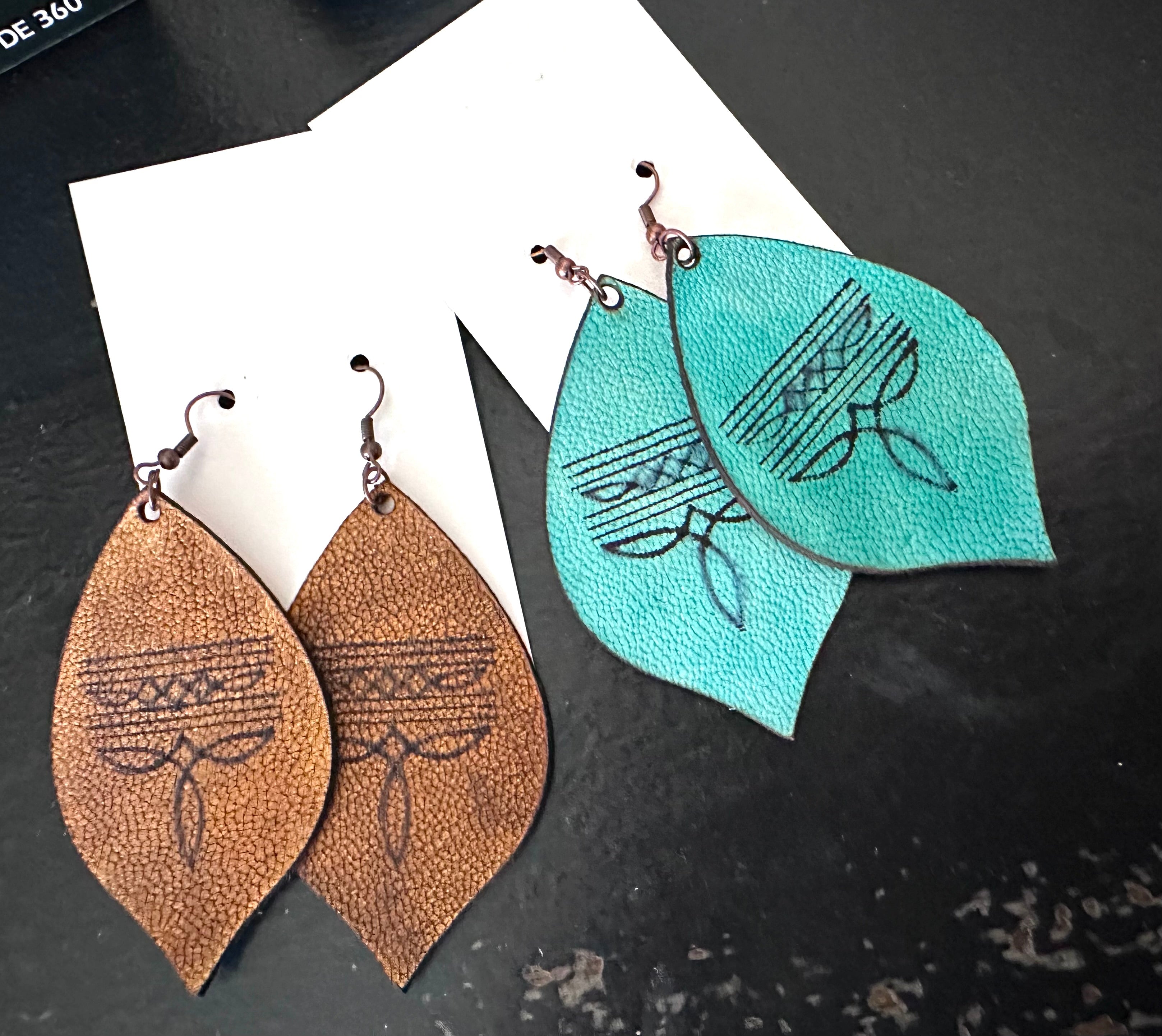 Boot Stitch Leather Earrings