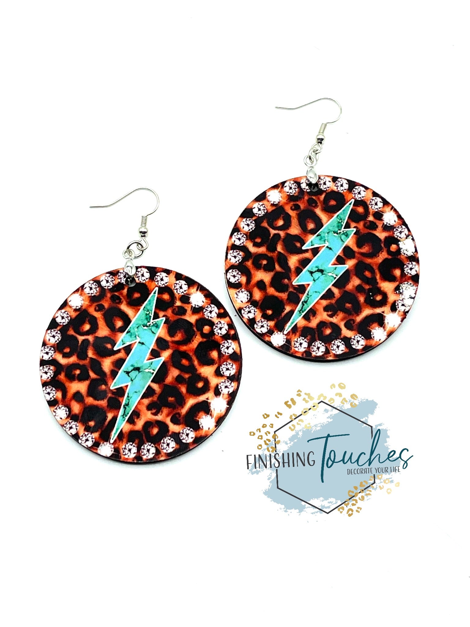 Lightening Bolt Leopard Earrings